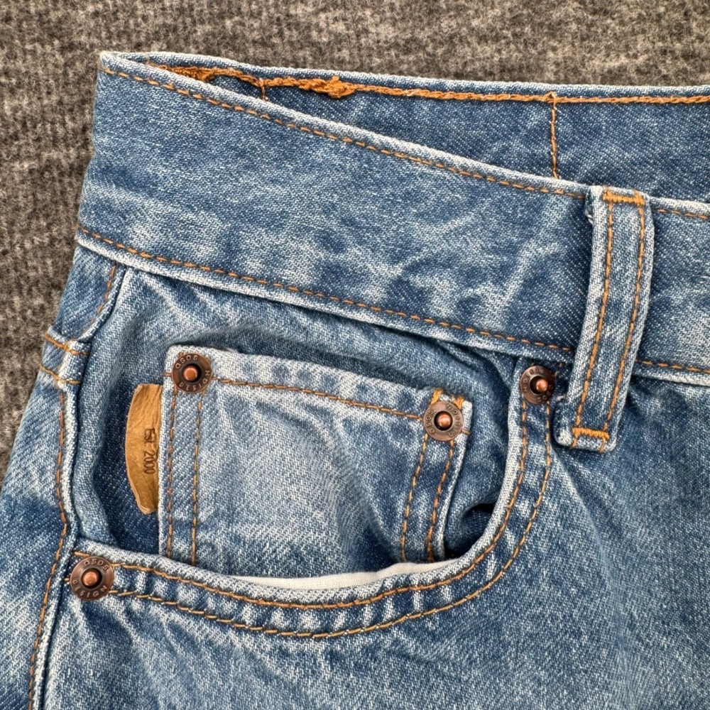 ASOS DESIGN Straight Leg High Rise Jeans Mid Wash Blue 28x32 100% Cotton - Picture 4 of 8